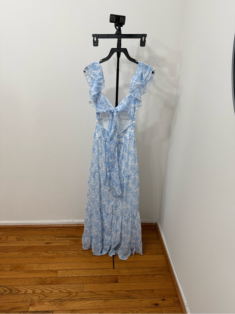 Altar'd State Light Blue Floral Ruffle-Sleeve Maxi Dress - Picture 4 of 5